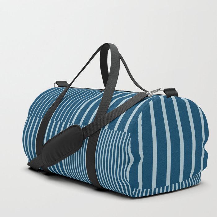 Stripes Pattern and Lines 13 in Midnight Blue Duffle Bag