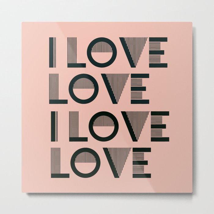 I Love Love - Jazz Age Coral pink color modern abstract illustration  Metal Print