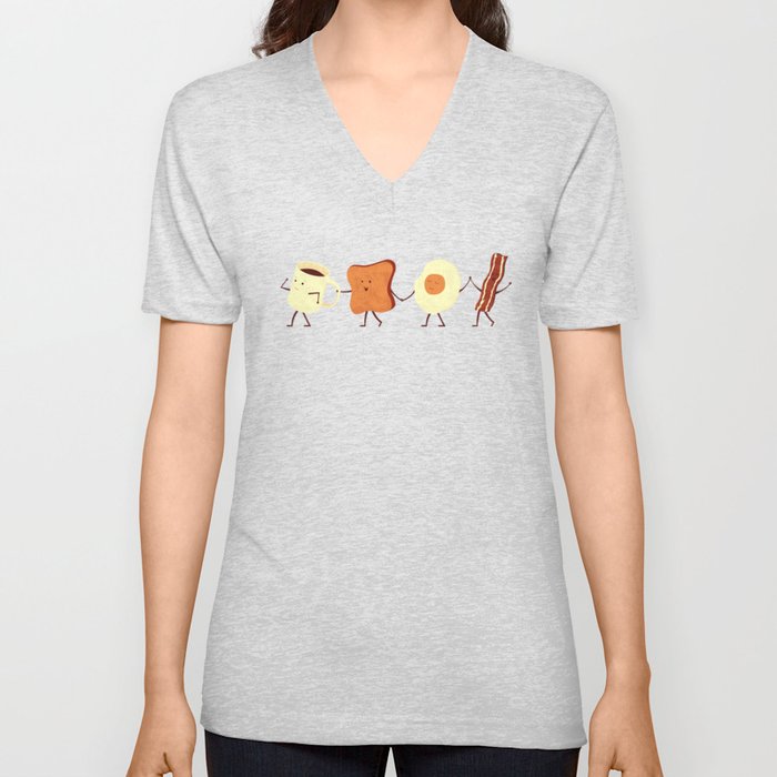 Let's All Go And Have Breakfast V Neck T Shirt