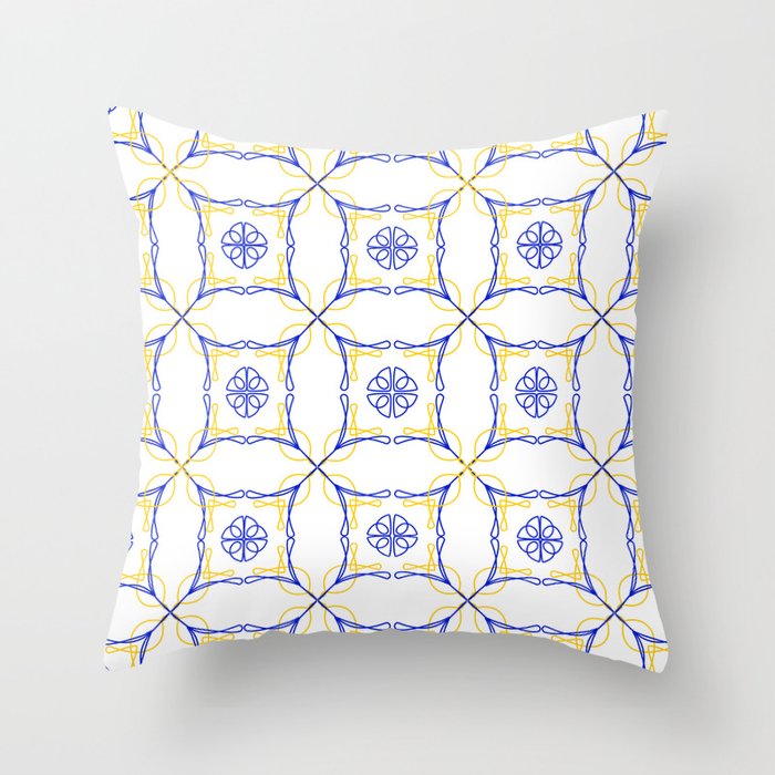 Azulejo Luso - Portuguese Tiles yellow Throw Pillow