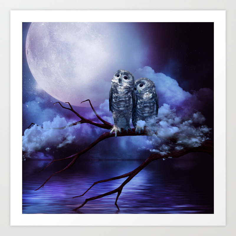 Cute Couple Owls Art Print By Nicky2342 Society6