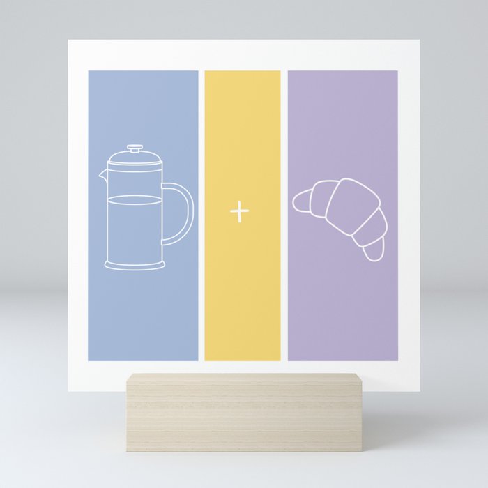 French Press Coffee and Croissant / Pastel Mini Art Print