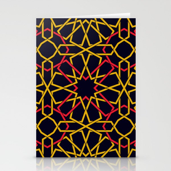 Red & Yellow Color Arab Square Pattern Stationery Cards