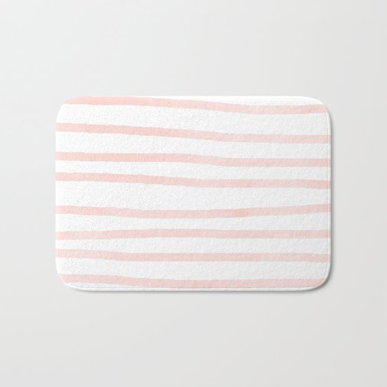 Seashell Pink Watercolor Stripes Bath Mat