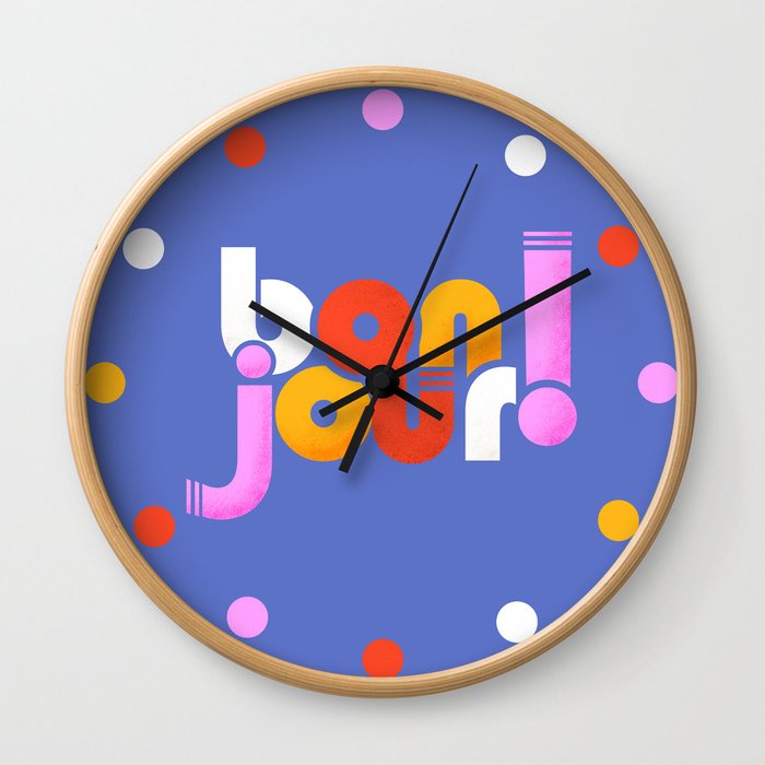 bonjour! french design Wall Clock