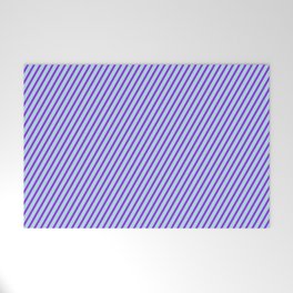 [ Thumbnail: Powder Blue & Purple Colored Stripes Pattern Welcome Mat ]