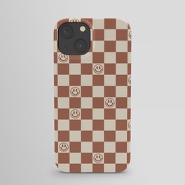 Smiley Face & Checkerboard (Milk Chocolate Colors) iPhone Case