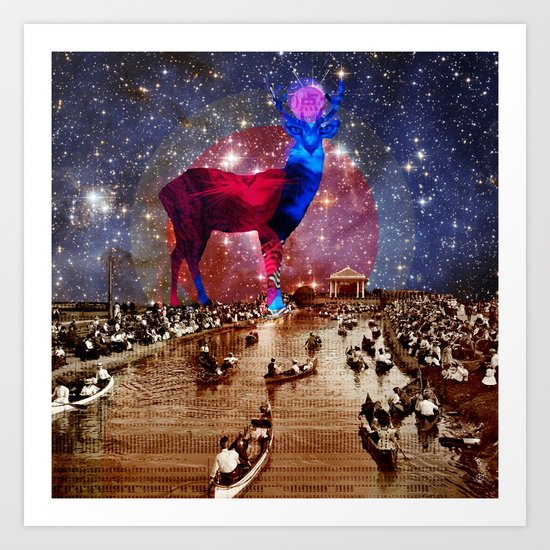 DeerInvasion - SpaceCatMix Art Print