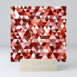 Brown and White Abstract Imperfect Triangles Mosaic Mini Art Print