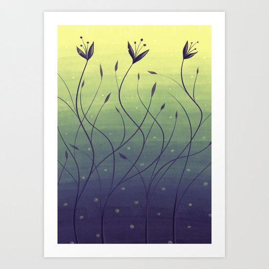 Purple Algae Plants In Green Water Art Print