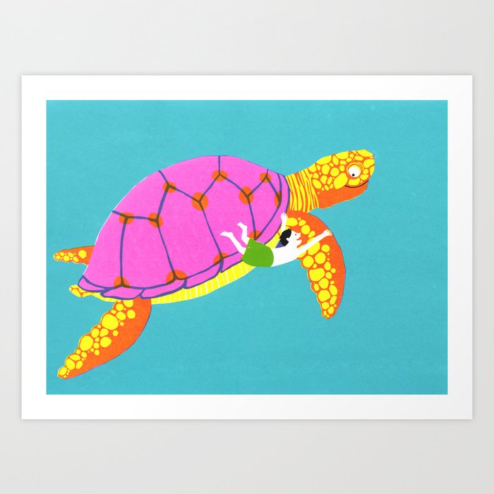 Lets Swim Together Tortoise Art Print By Gaellelalonde - 