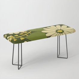 Retro 80S spring white floral print Bench