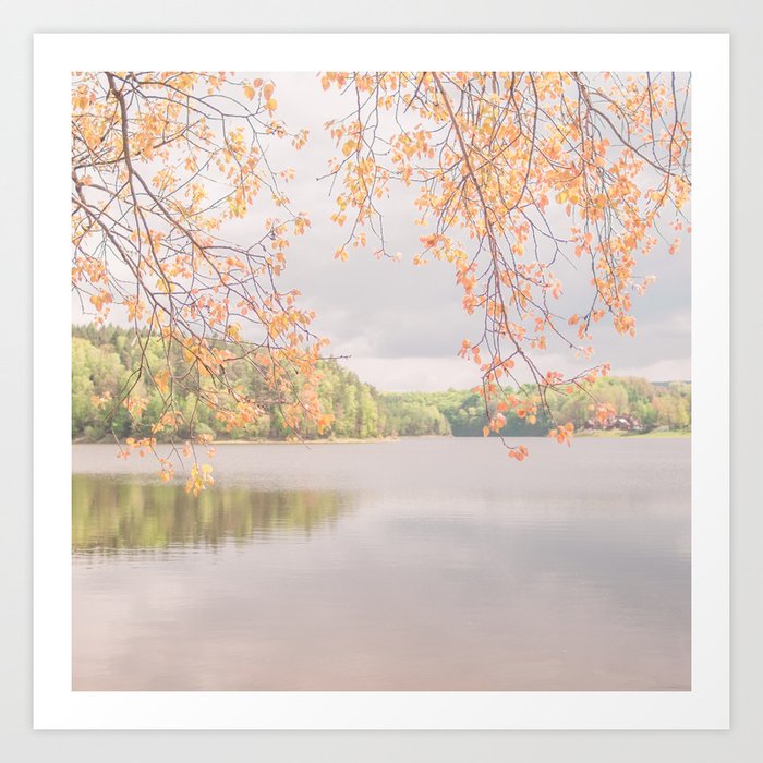 Pastel Toned Lake Landscape - Tranquil Water Scenery Art Print