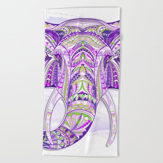 Purple Ethnic Elephant Beach Towel
