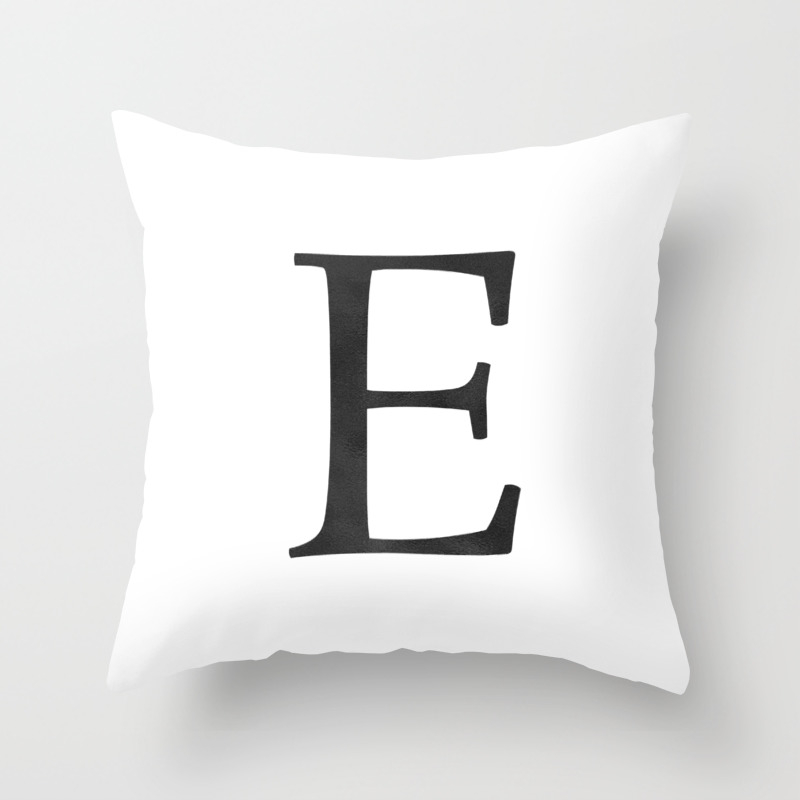 Letter E Initial Monogram Black And White Throw Pillow By Followmeinstead Society6