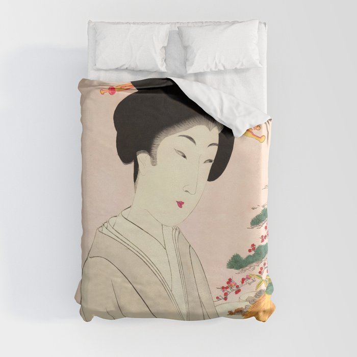 Bride and Nuptial Sake (Toyohara Chikanobu) Duvet Cover