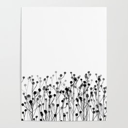 Minimalistic Botanical Pattern In Black White And Grey Poster