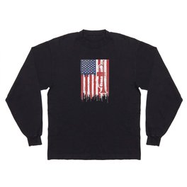 USA Flag Thin Red Line Smooth Jazz Music Trumpet T-Shirt Long Sleeve T Shirt