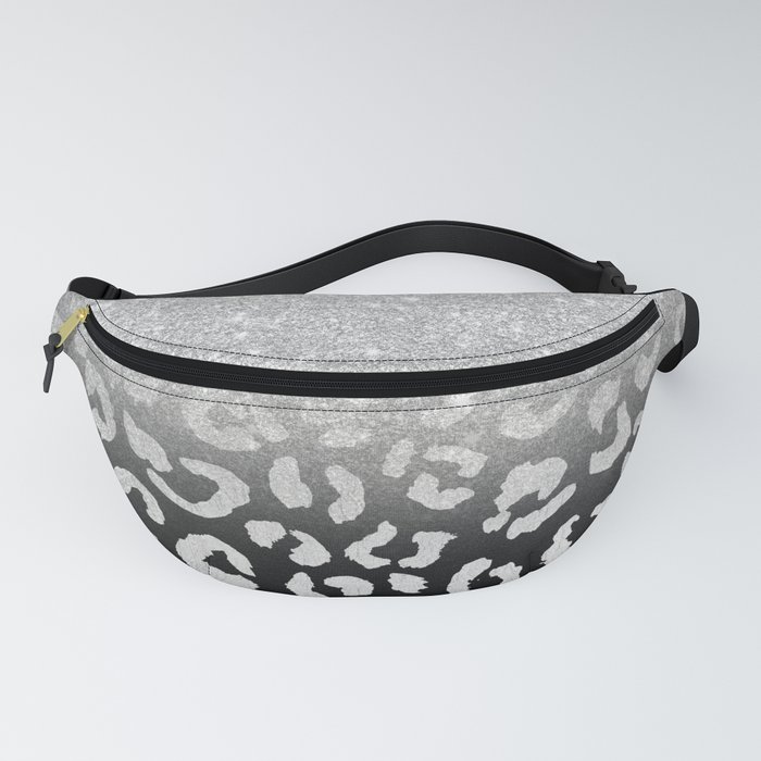 grey silver glitter ombre grey black hand drawn leopard pattern