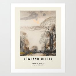 Poster-Rowland Hilder-Lane in Winter. Art Print | Artist, Rowlandhilder, Illustrator, Livingroomart, Wallposter, Landscape, Marineartist, Brown, Homedecor, Famousartist 