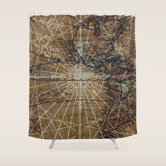 Vintage Old World Abstract Map Shower Curtain By Artaddiction45