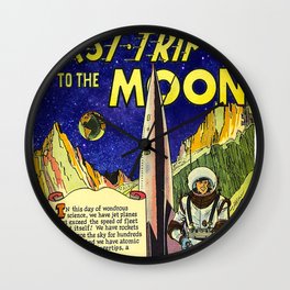 Retro first trip to the moon Wall Clock
