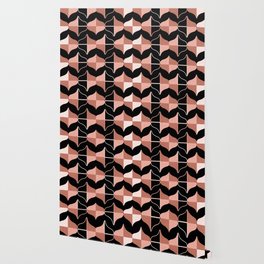 WHALE SONG Midcentury Modern Geometry Warm Pink Nude Wallpaper