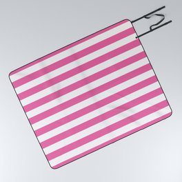 Pink White Horizontal Small Lines Strips 76 Picnic Blanket