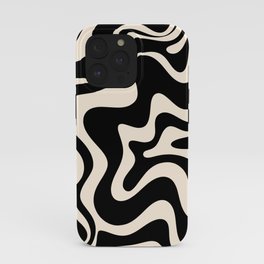 Retro Liquid Swirl Abstract in Black and Almond Cream  iPhone Case