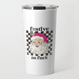 Festive As Fuck, Retro Santa Travel Mug