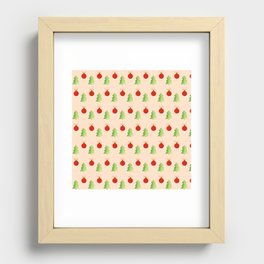 Christmas Pattern Watercolor Bauble Tree Recessed Framed Print