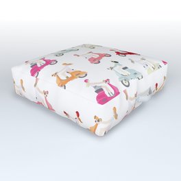 Girls on Scooter Pattern Outdoor Floor Cushion