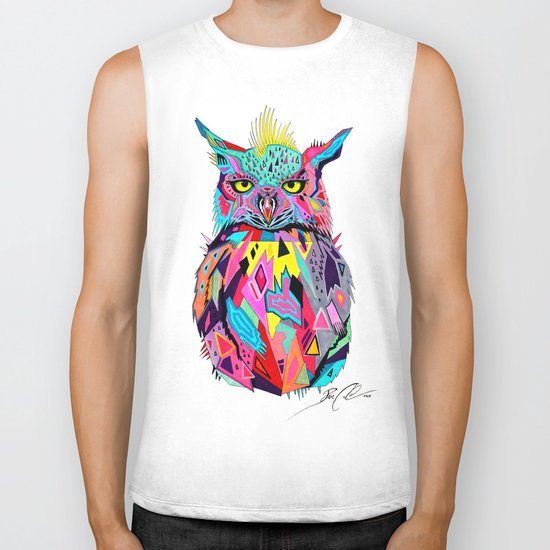 -Abstract Owl- Biker Tank