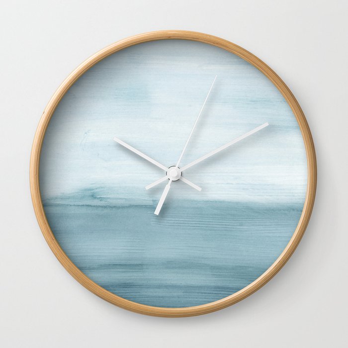 Ocean View / Minimalist Abstract Watercolor Wall Clock