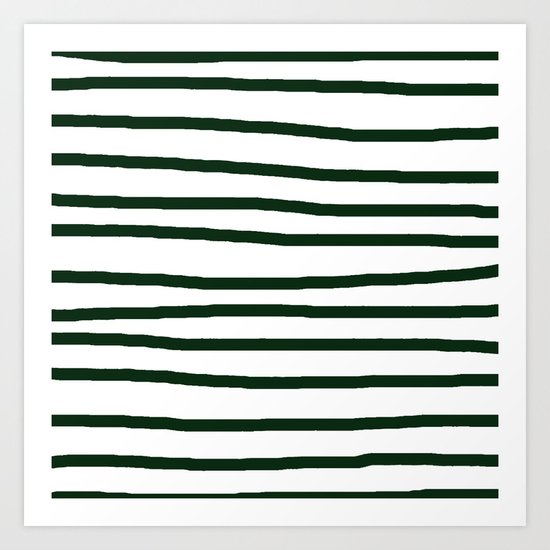 Simply Drawn Stripes in Pine Green Art Print