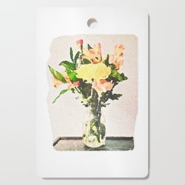 Yellow Cut Flowers in a Vase Cutting Board
