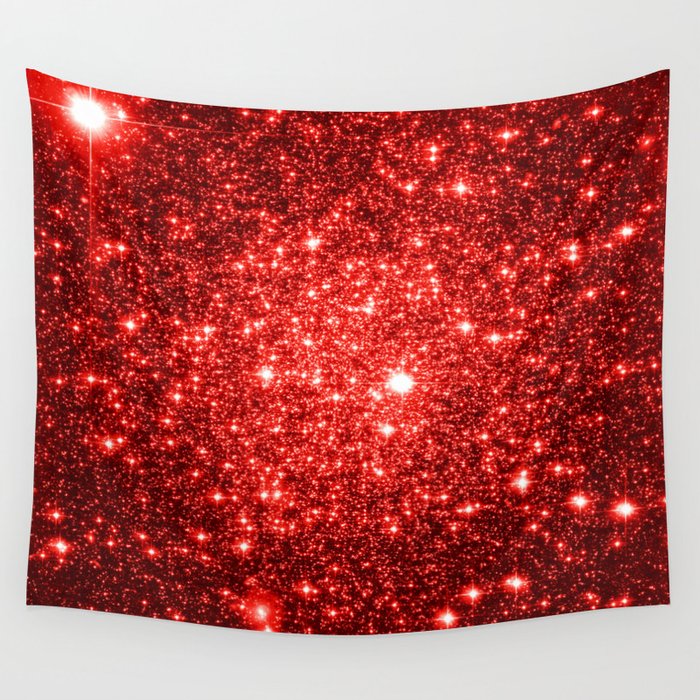 GalaXy : Red Glitter Sparkle Wall Tapestry
