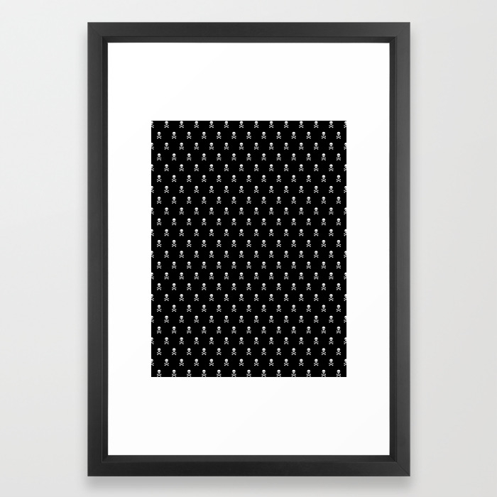Skulls Pattern Black White Large Framed Art Print By