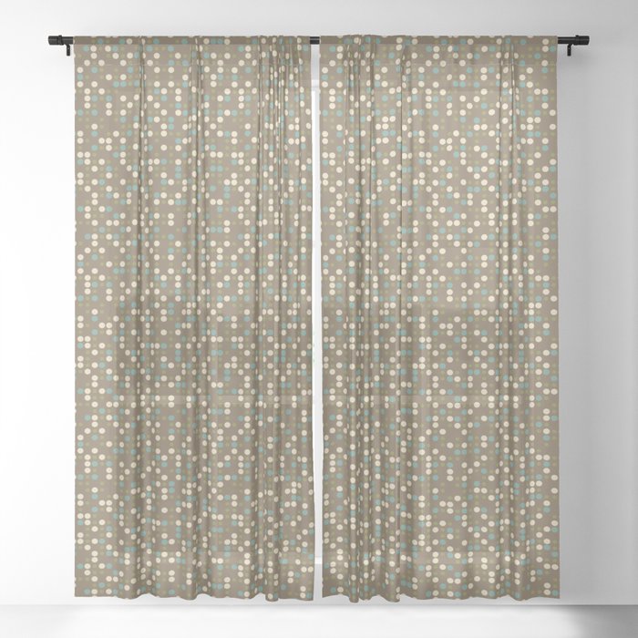 Brown Mid Century Modern Dots Sheer Curtain