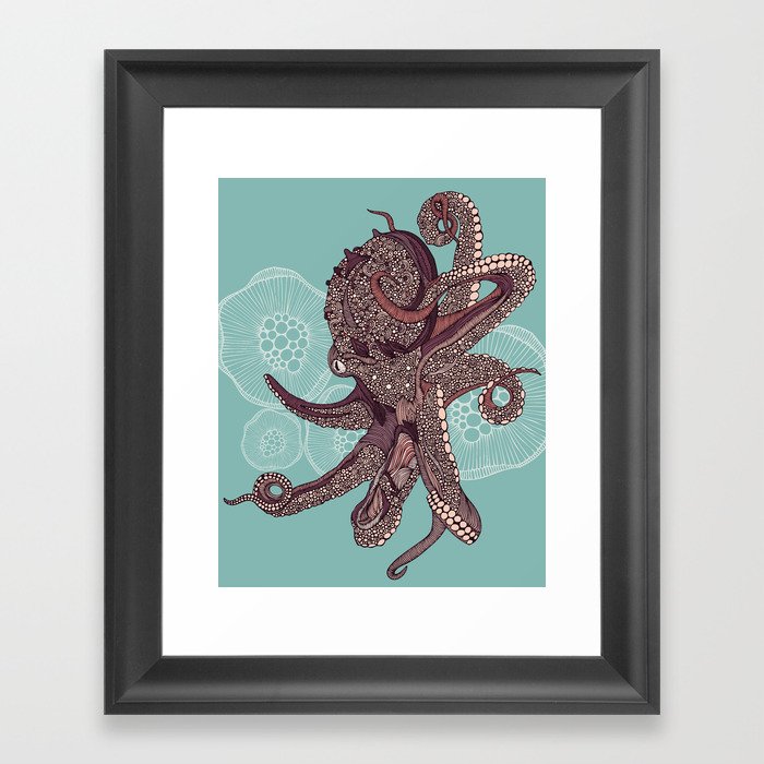 Octopus Bloom Framed Art Print by Valentina Harper Society6