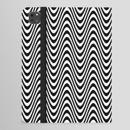 Black & White Whimsical Wave Wavy Lines Pattern iPad Folio Case