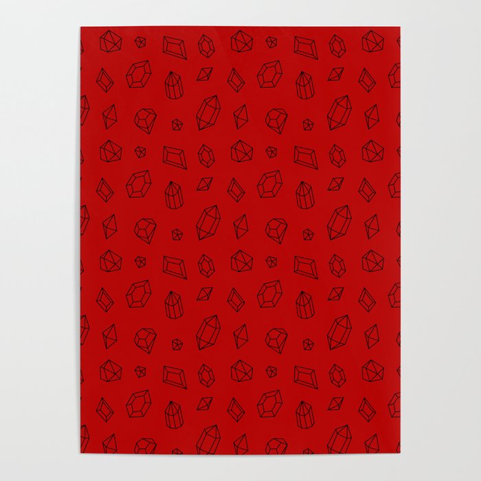 Red and Black Gems Pattern Poster
