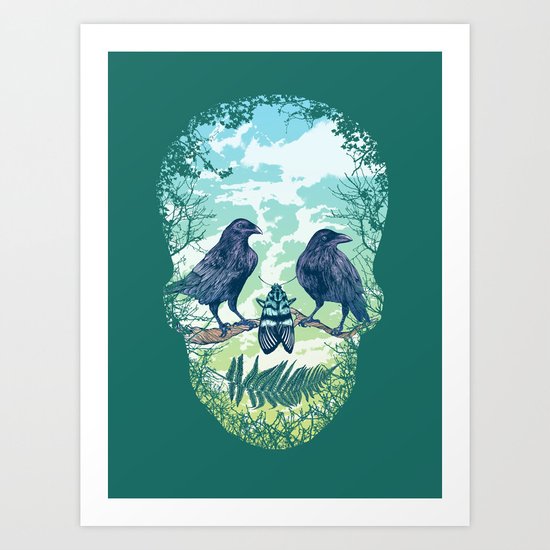Nature's Skull (Green) Art Print