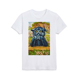 Black Cat in a Garden by Louis Wain Kids T Shirt