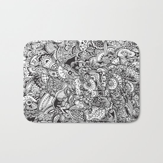 Detailed rectangle, black and white Bath Mat
