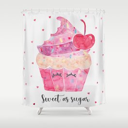 Sweet As Sugar Cupcake - Pink Shower Curtain