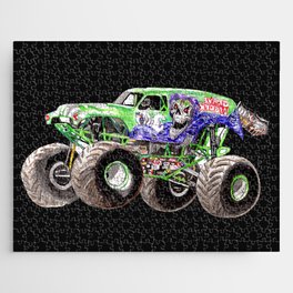 Grave Digger the Monster Jam in Black Jigsaw Puzzle