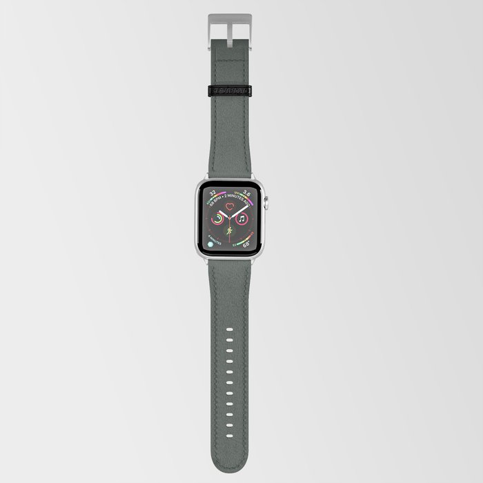 Dark Gray-Green Solid Color Pantone Deep Forest 19-6110 TCX Shades of Green Hues Apple Watch Band
