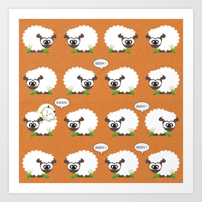 Cat vs Sheep Art Print
