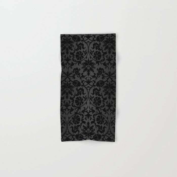 Black Damask Pattern Design Hand & Bath Towel